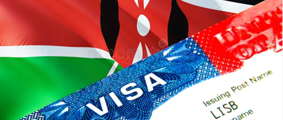 A Kenya visa stamped into a passport
